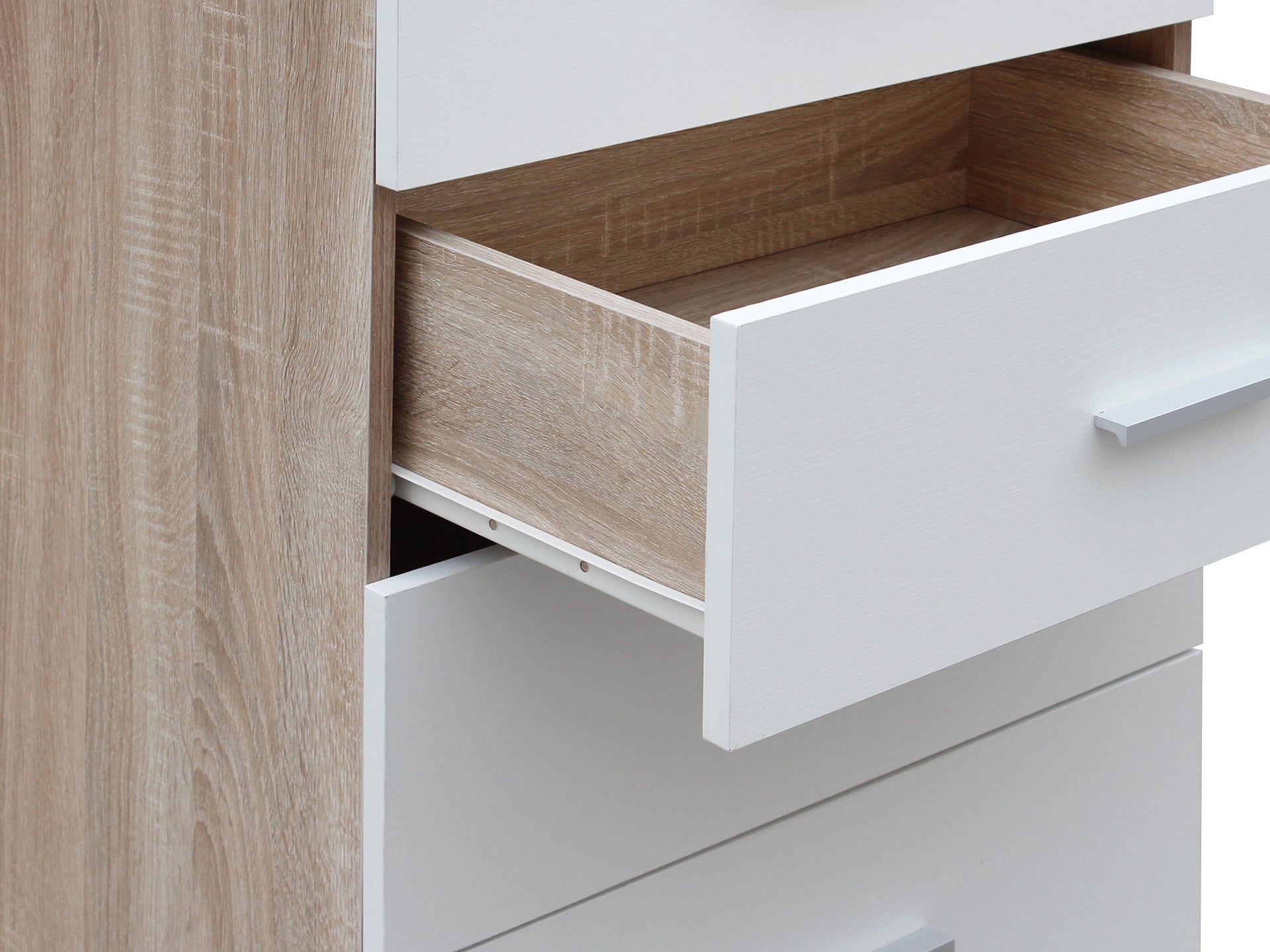 Bram Tallboy 4 Drawer Chest Dresser - Oak + White