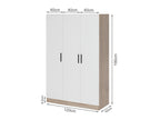 Bram 3 Door Wardrobe Cabinet - Oak + White