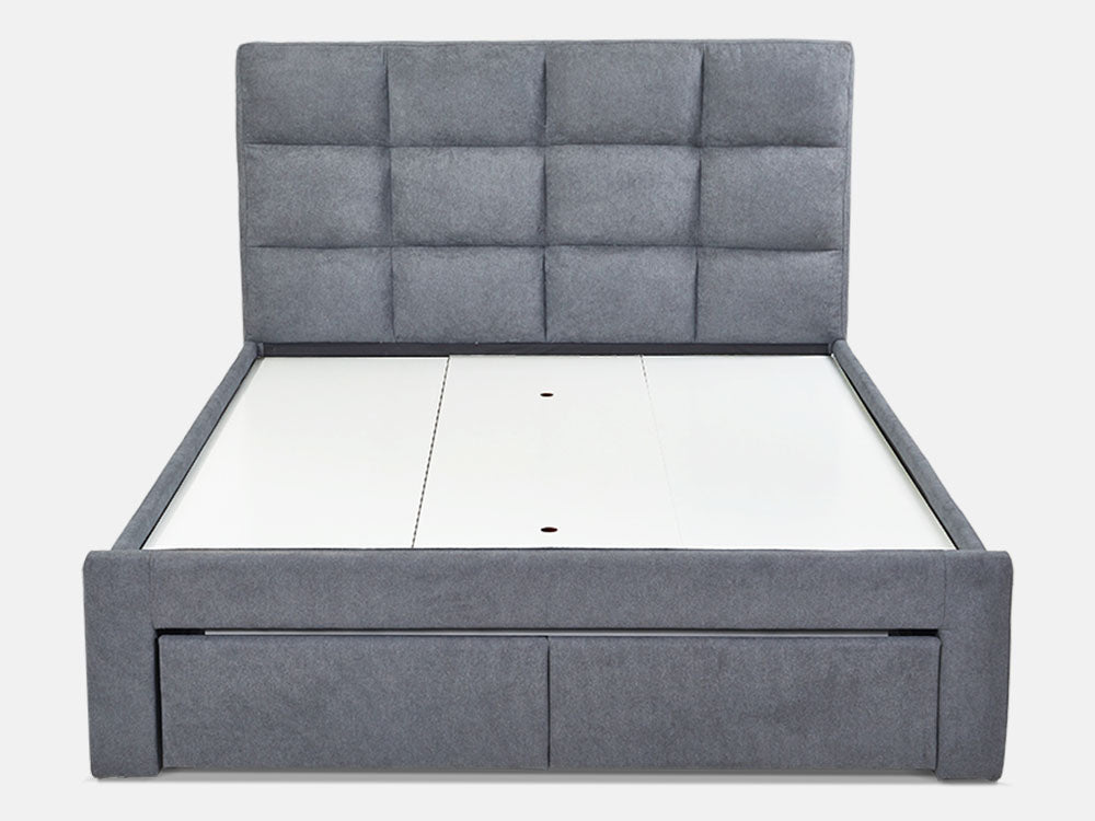 MUSALA King Bed Frame with Storage - DARK GREY