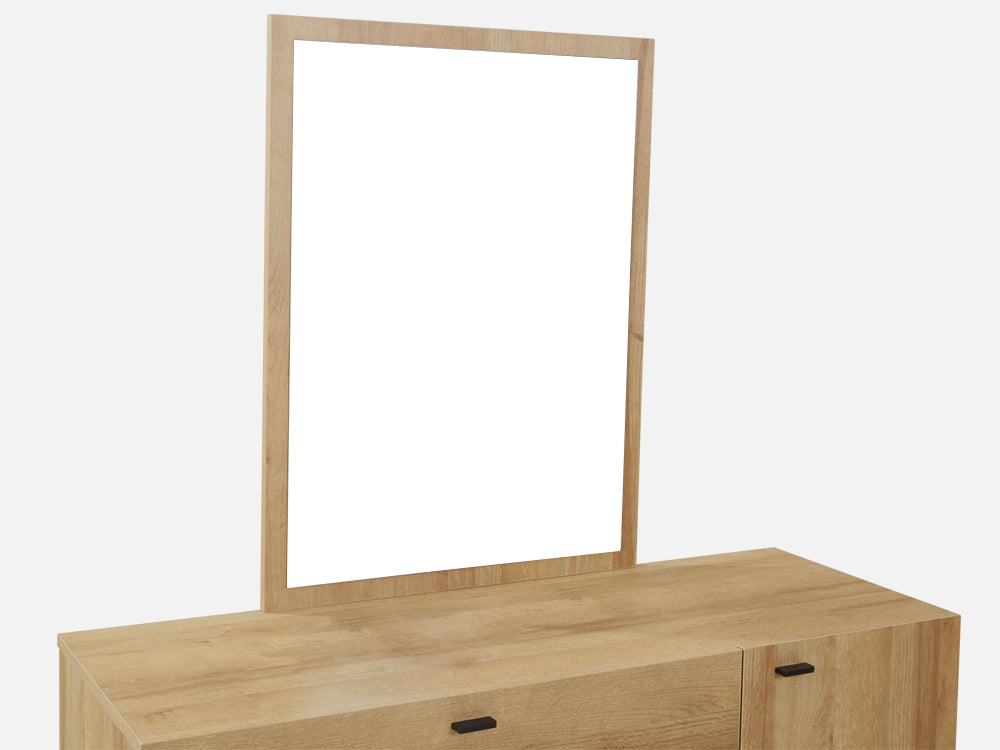 XOAN 4 Drawers Chest Dresser with Mirror - Oak