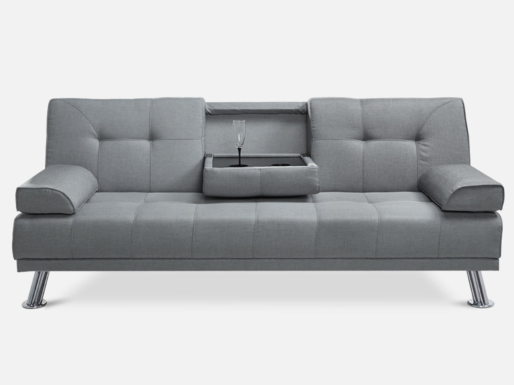 VENICE 3 Seater Sofa bed with Cup Holders - GREY