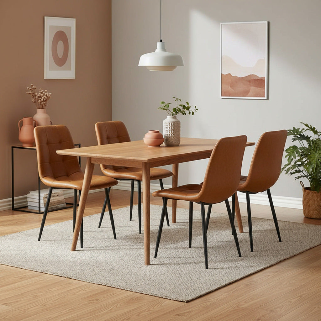 David PU Leather Dining Chair - Set of 4 - Orange