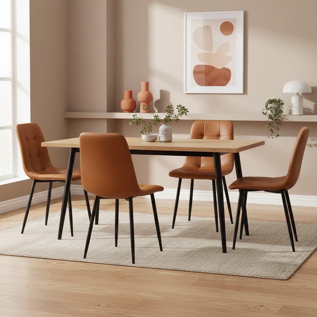David PU Leather Dining Chair - Set of 4 - Orange
