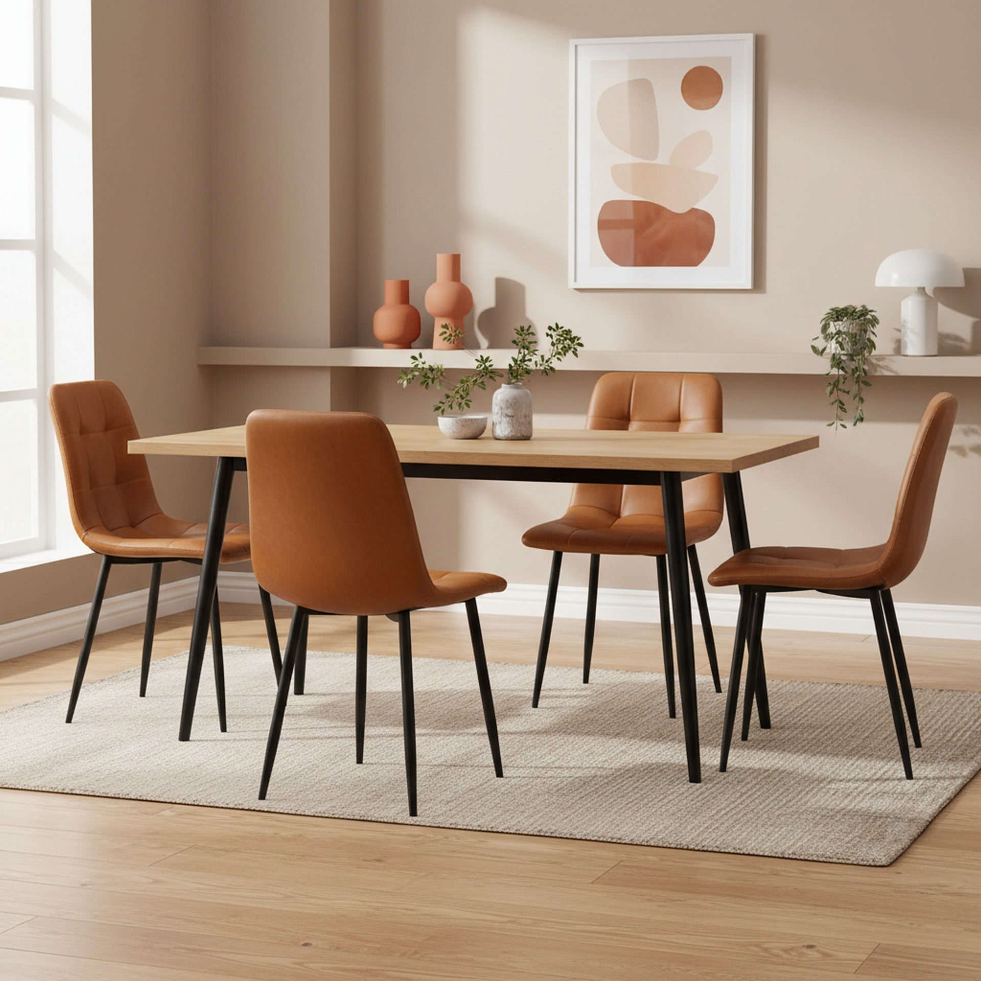 David PU Leather Dining Chair - Set of 4 - Orange