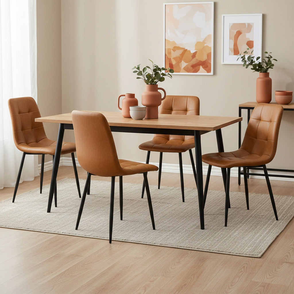 David PU Leather Dining Chair - Set of 4 - Orange