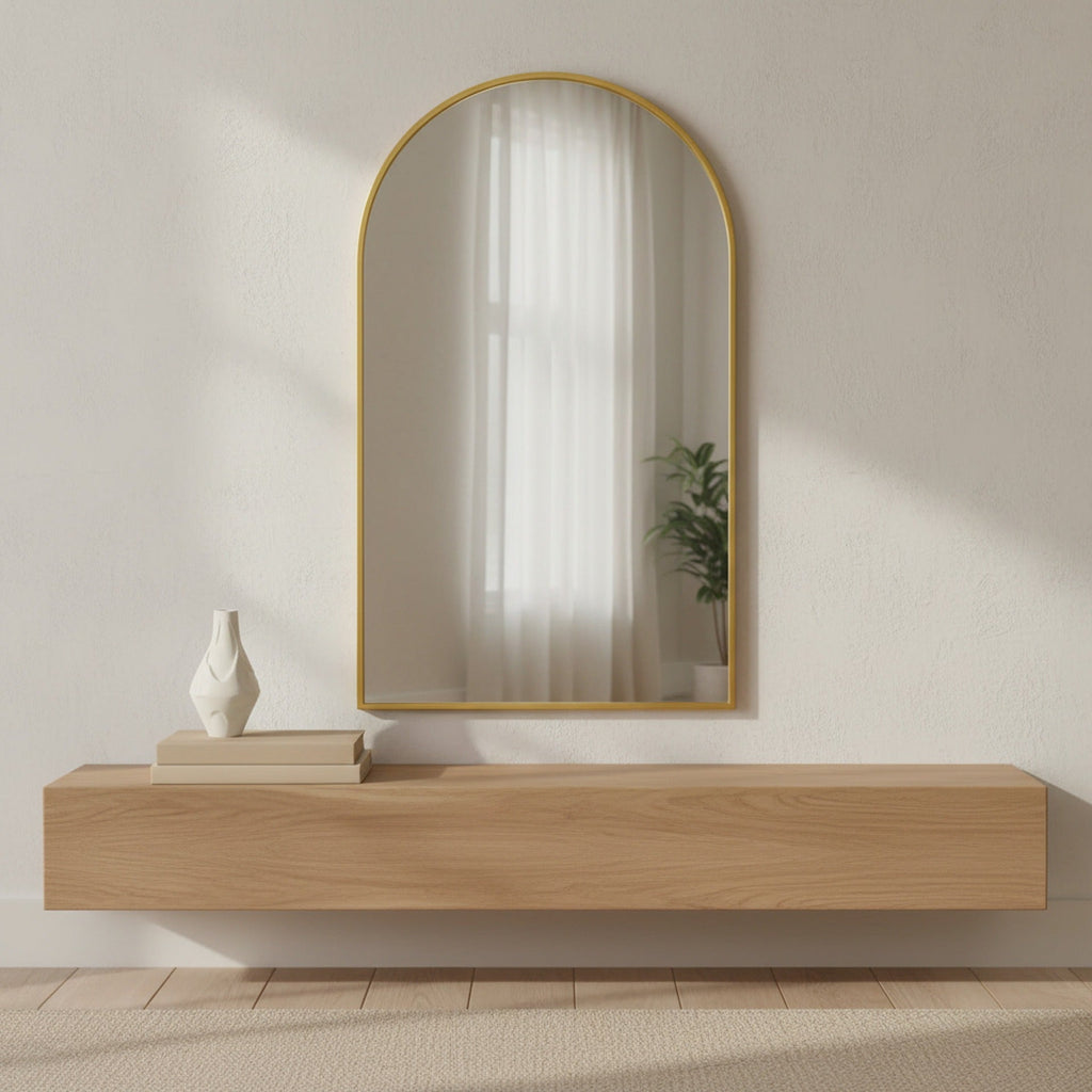 Luna Arched Metal Wall Mirror - Gold
