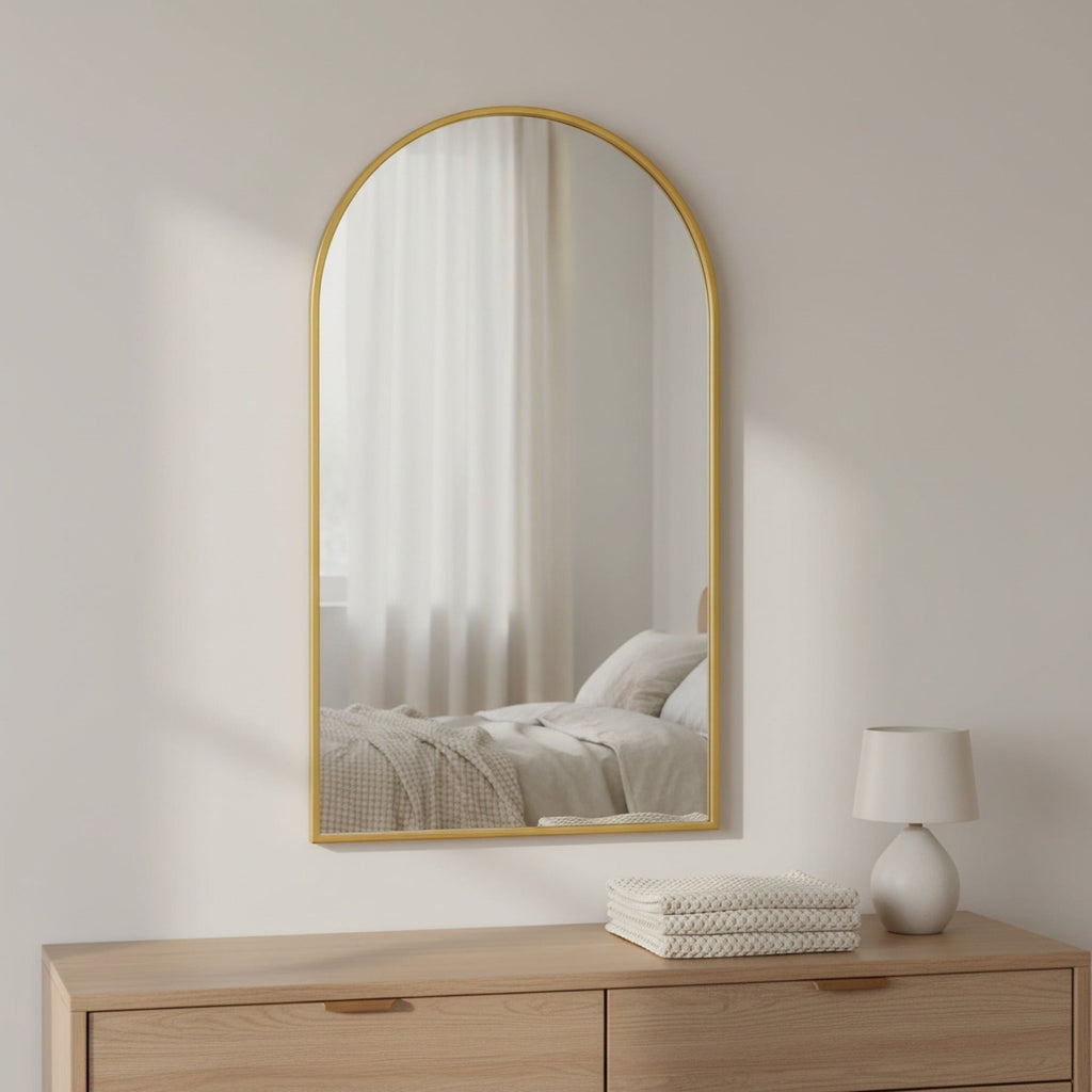 Luna Arched Metal Wall Mirror - Gold