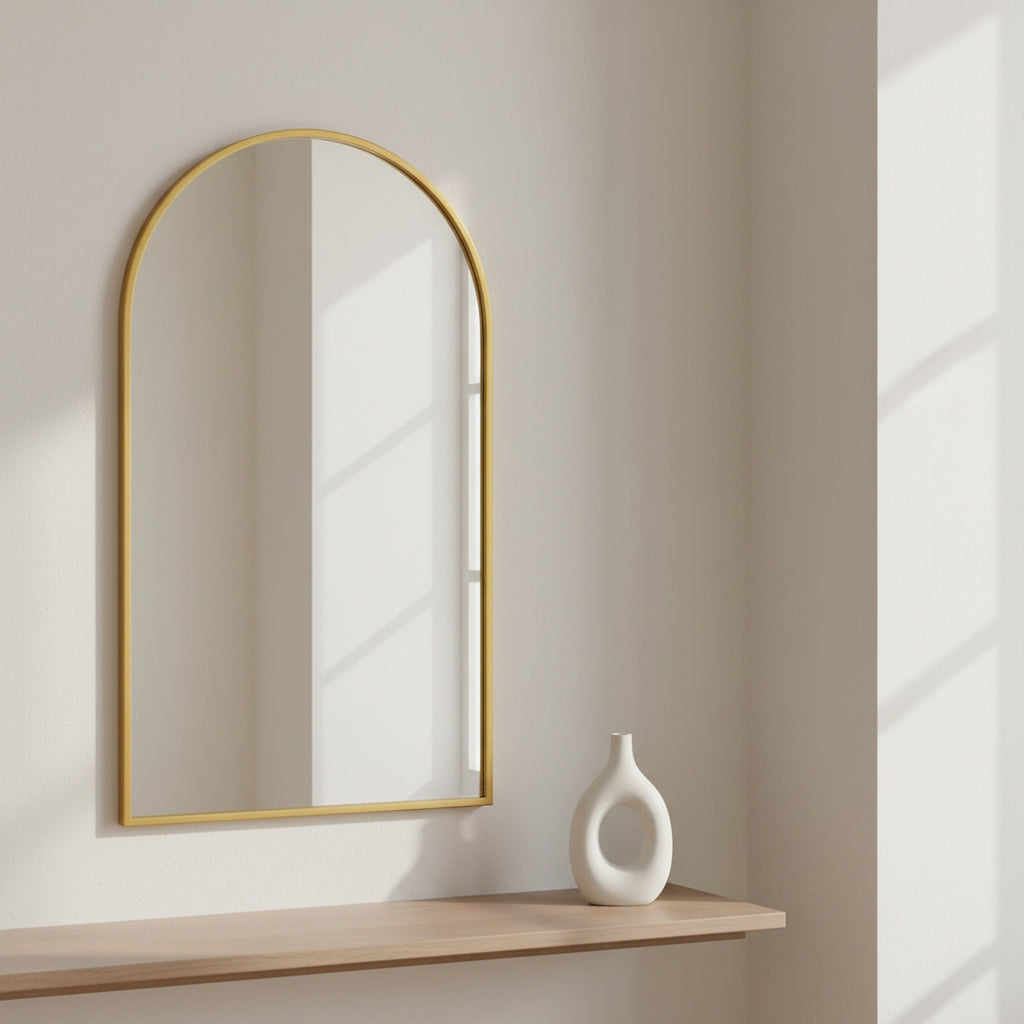 Luna Arched Metal Wall Mirror - Gold