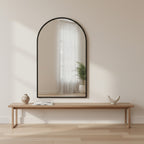 Luna Arched Metal Wall Mirror - Black
