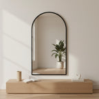 Luna Arched Metal Wall Mirror - Black