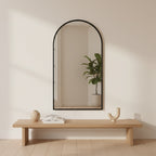 Luna Arched Metal Wall Mirror - Black