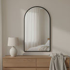 Luna Arched Metal Wall Mirror - Black