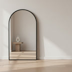 Luna Arched Metal Wall Mirror - Black