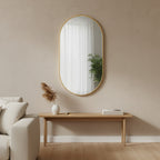 Luna Oval Metal Framed Wall Mirror - Gold