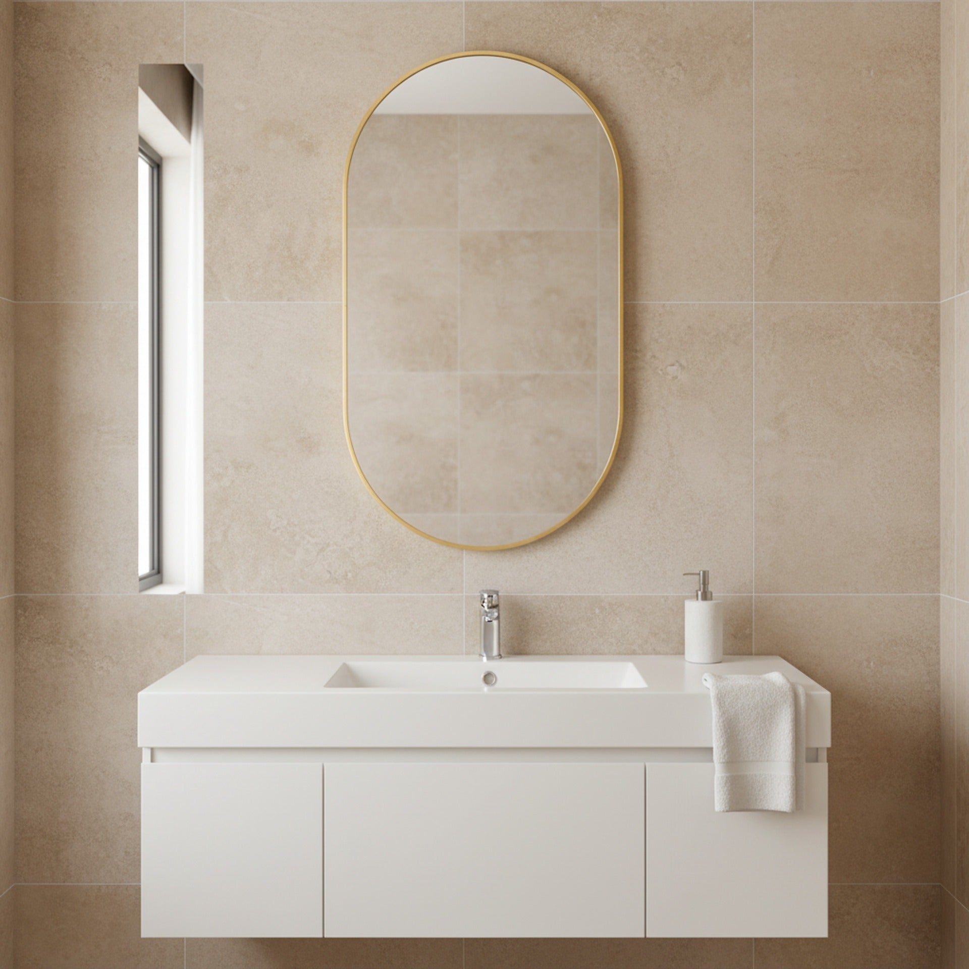Luna Oval Metal Framed Wall Mirror - Gold