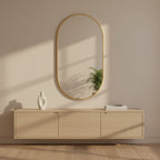 Luna Oval Metal Framed Wall Mirror - Gold