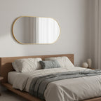 Luna Oval Metal Framed Wall Mirror - Gold