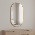 Luna Oval Metal Framed Wall Mirror - Gold
