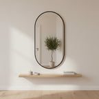 Luna Oval Metal Framed Wall Mirror - Black