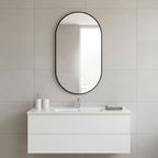 Luna Oval Metal Framed Wall Mirror - Black