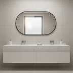 Luna Oval Metal Framed Wall Mirror - Black