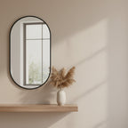 Luna Oval Metal Framed Wall Mirror - Black