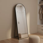 Stella Arched Freestanding Metal Mirror - Black