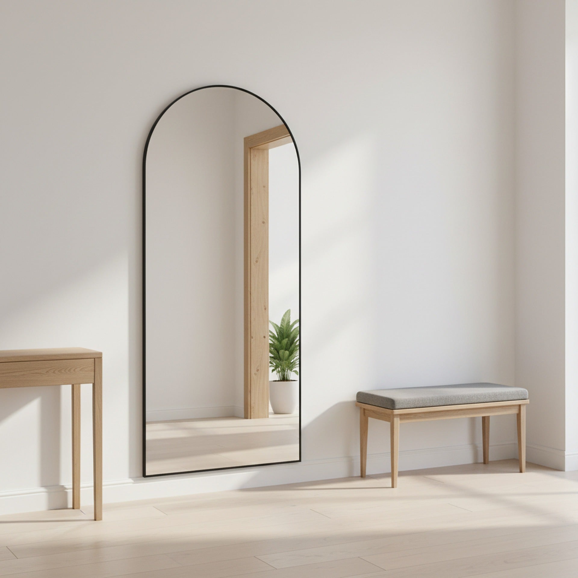 Archie Metal Arched Full Length Mirror - Black