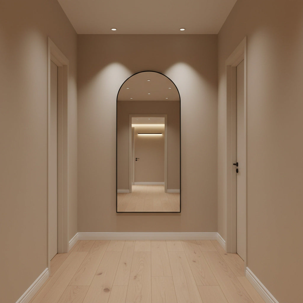 Archie Metal Arched Full Length Mirror - Black