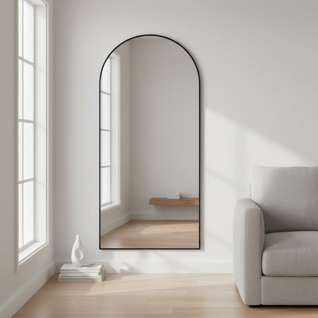 Archie Metal Arched Full Length Mirror - Black