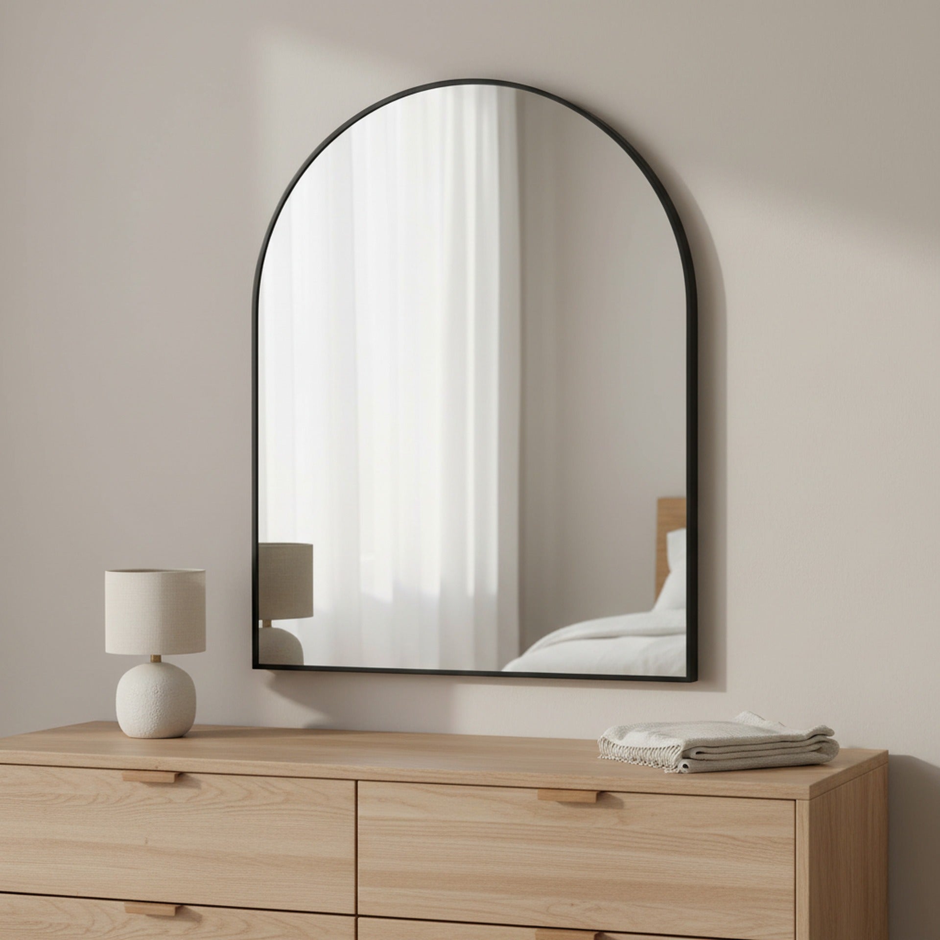 Vera Arch Aluminium Wall Mirror - Black