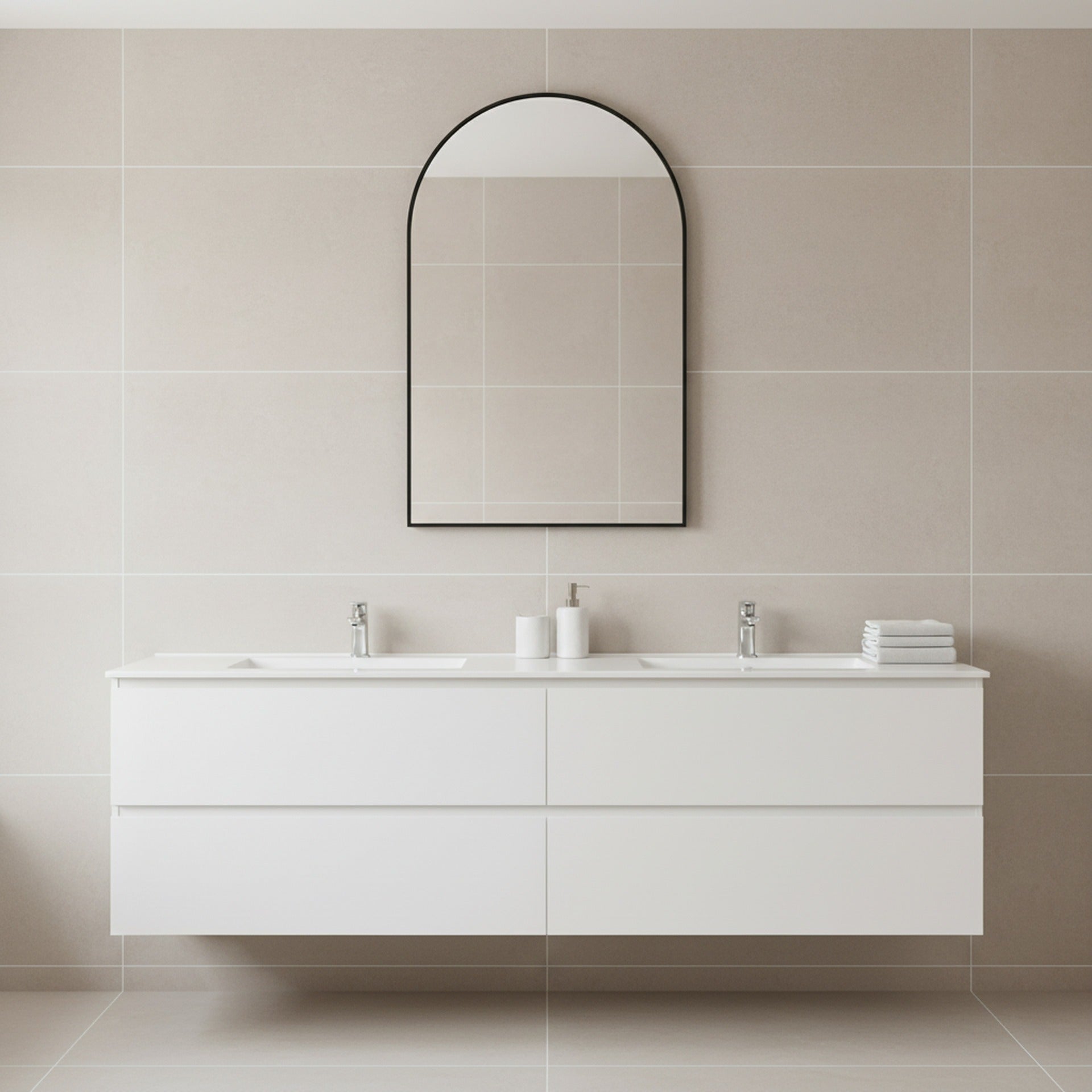 Vera Arch Aluminium Wall Mirror - Black