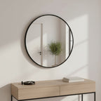 Nova Round Metal Framed Wall Mirror 50cm - Black