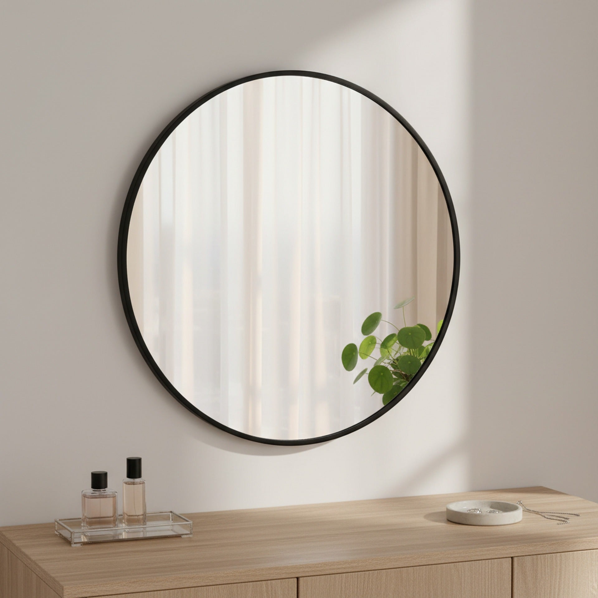 Nova Round Metal Framed Wall Mirror 50cm - Black