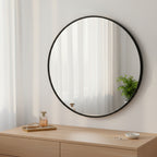 Nova Round Metal Framed Wall Mirror 50cm - Black