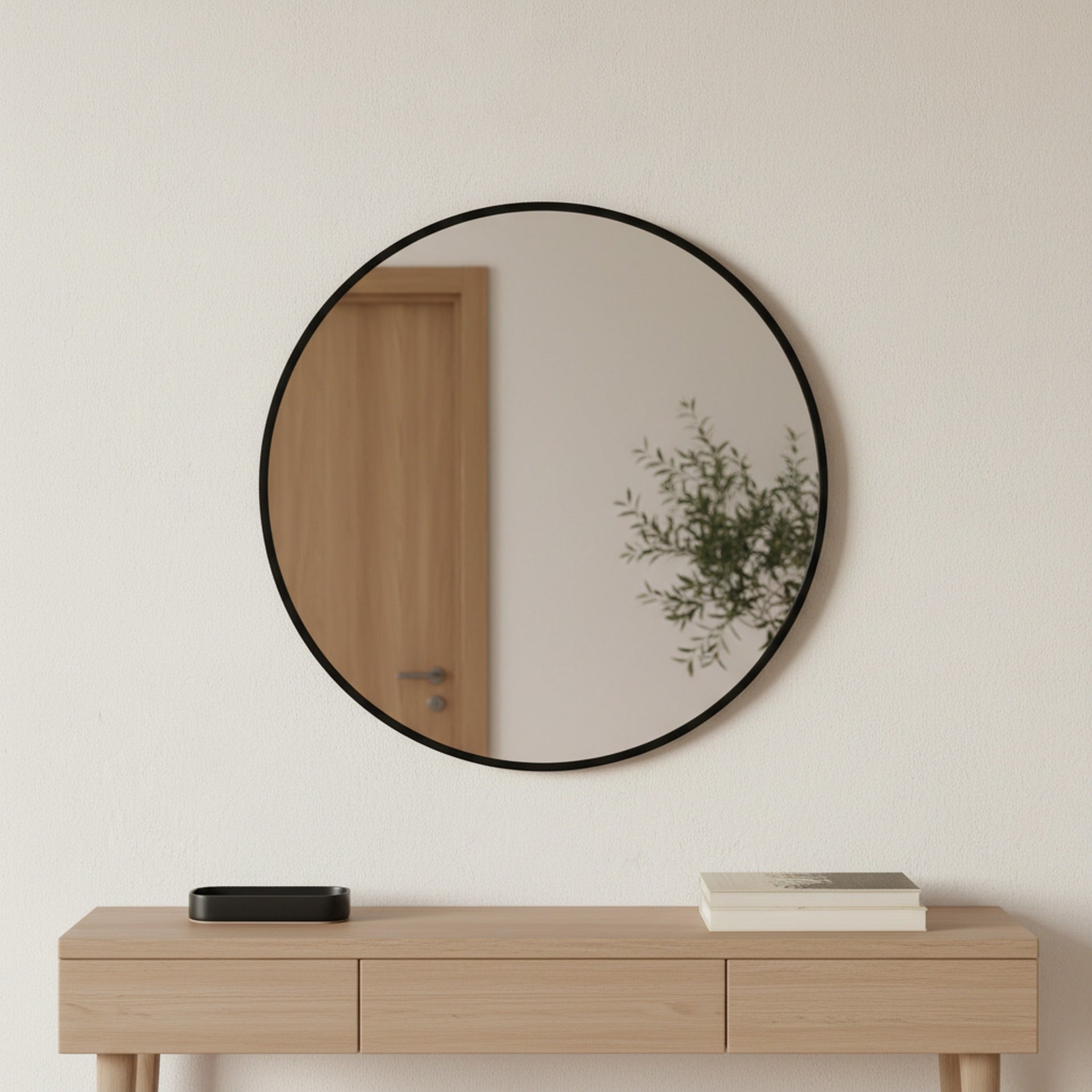 Nova Round Metal Framed Wall Mirror 50cm - Black
