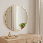 Aura Round Metal Framed Wall Mirror 80cm - Gold