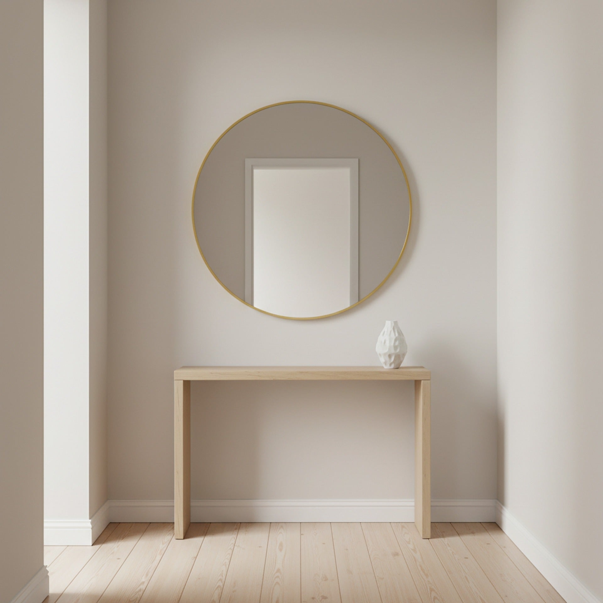 Aura Round Metal Framed Wall Mirror 80cm - Gold