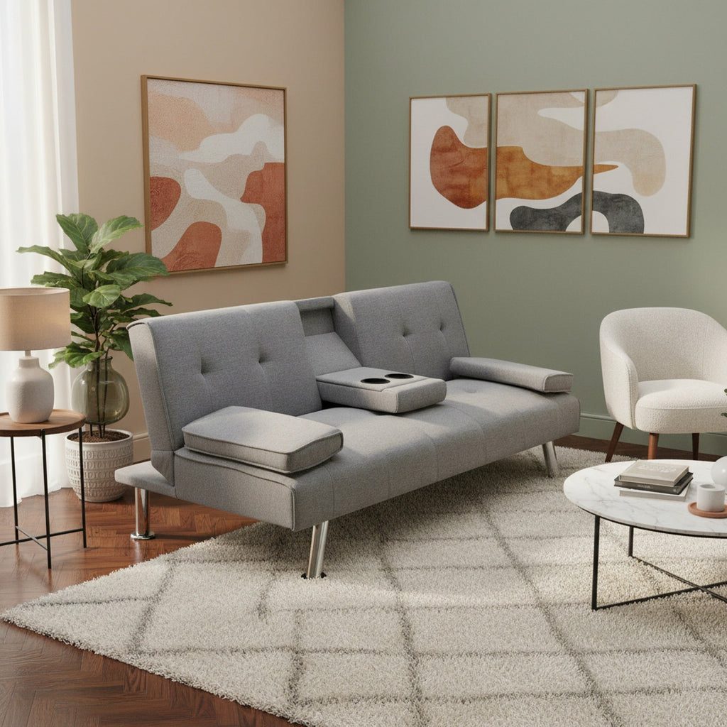 Arleth 3 Seater Sofa Bed - Light Grey