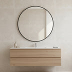 Aura Round Metal Framed Wall Mirror 90cm - Black