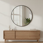 Aura Round Metal Framed Wall Mirror 80cm - Black