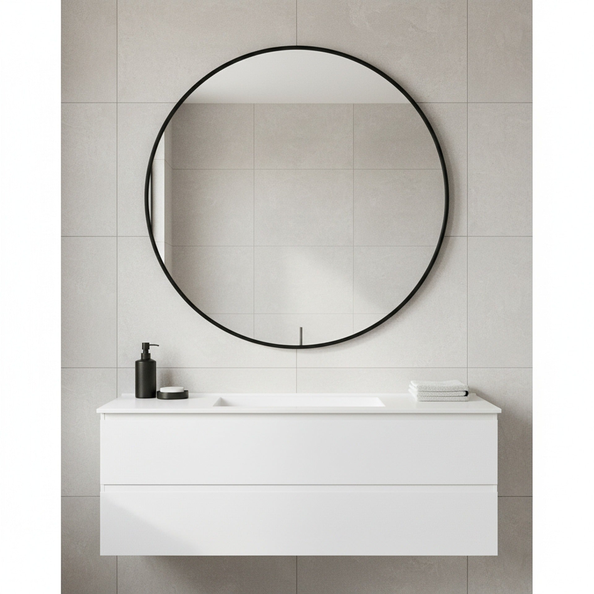 Nova Round Metal Framed Wall Mirror 90cm - Black