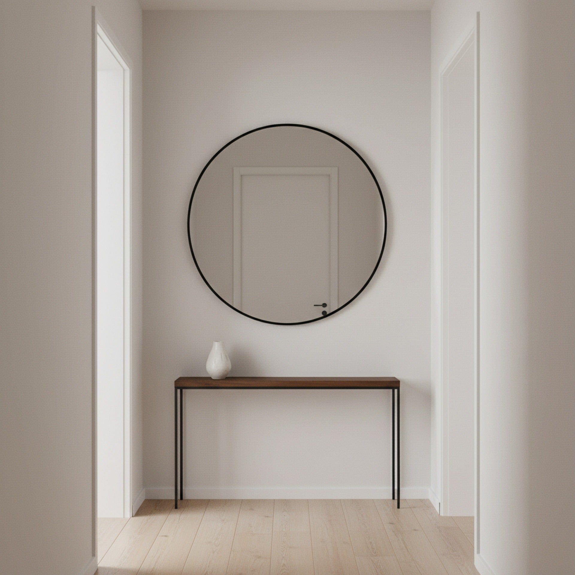 Nova Round Metal Framed Wall Mirror 90cm - Black