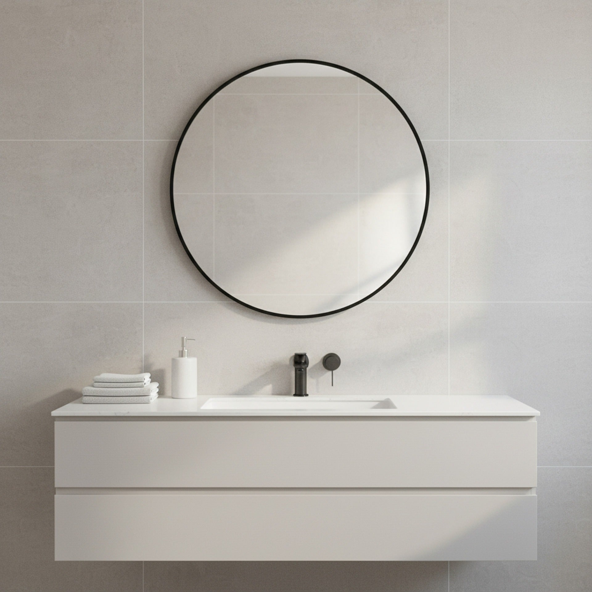 Nova Round Metal Framed Wall Mirror 60cm - Black