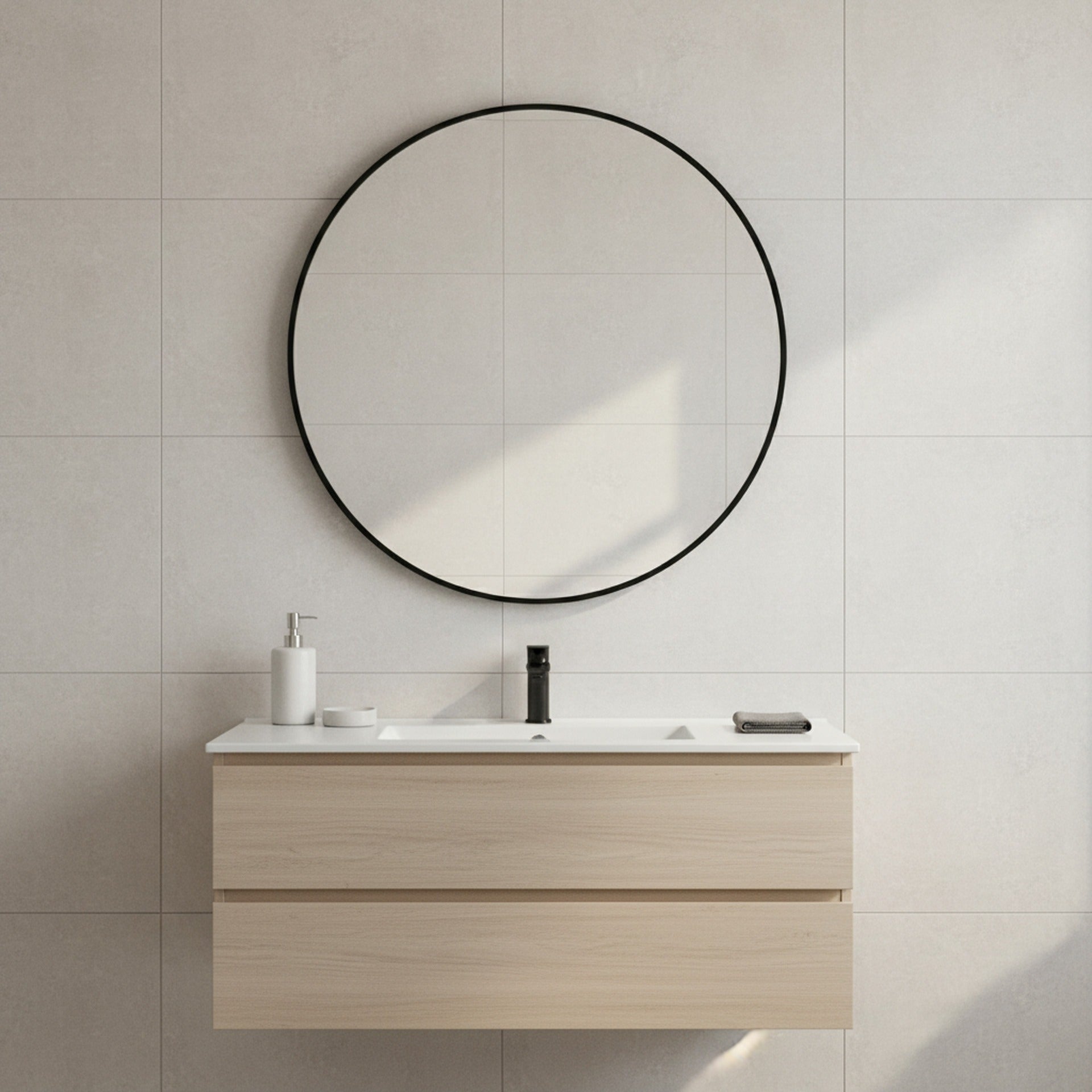 Nova Round Metal Framed Wall Mirror 70cm - Black