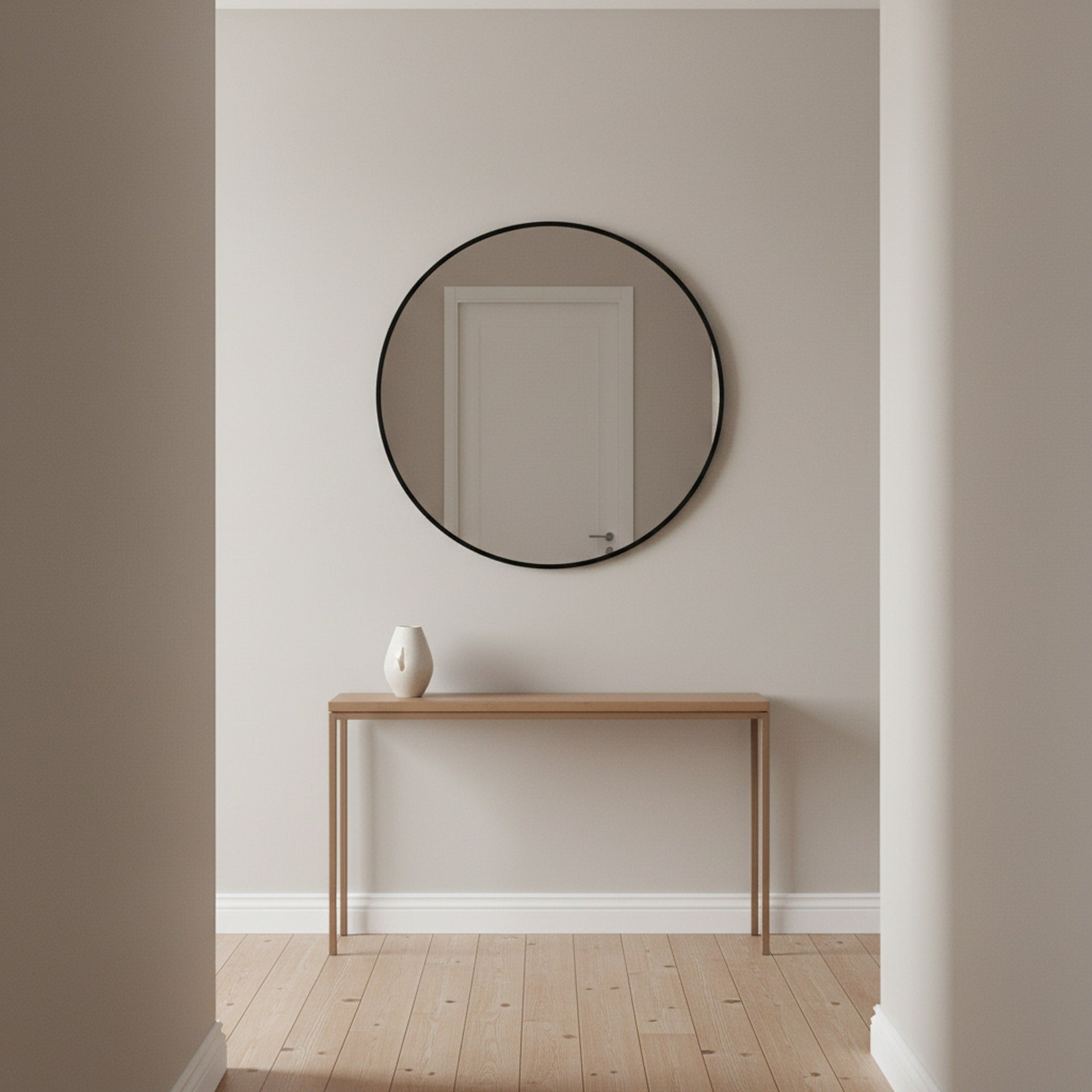 Nova Round Metal Framed Wall Mirror 70cm - Black