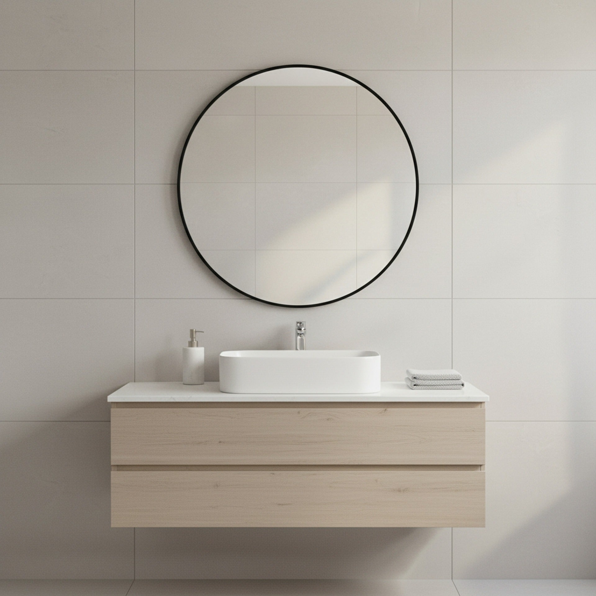 Nova Round Metal Framed Wall Mirror 80cm - Black