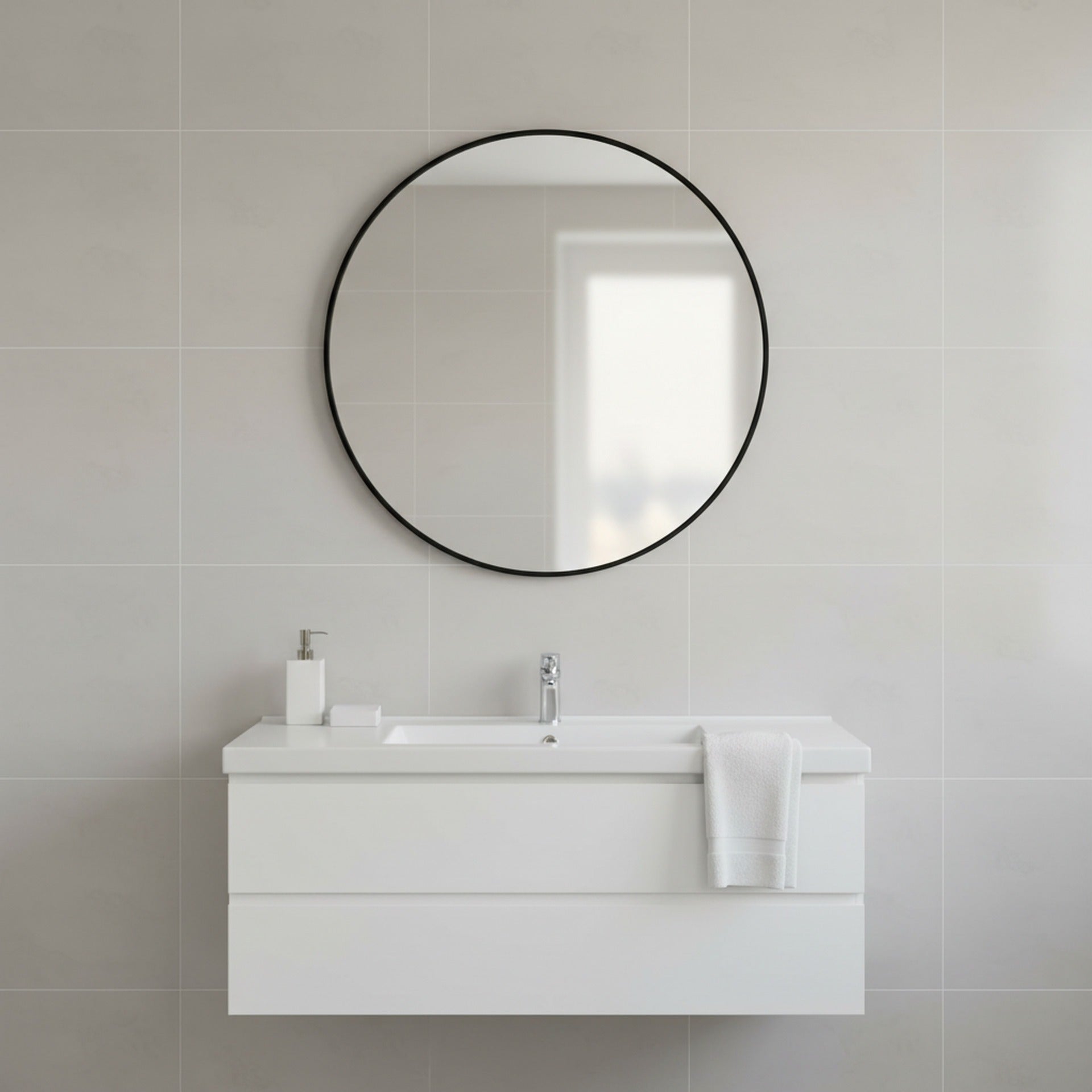 Nova Round Metal Framed Wall Mirror 80cm - Black