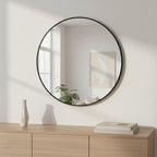 Nova Round Metal Framed Wall Mirror 80cm - Black