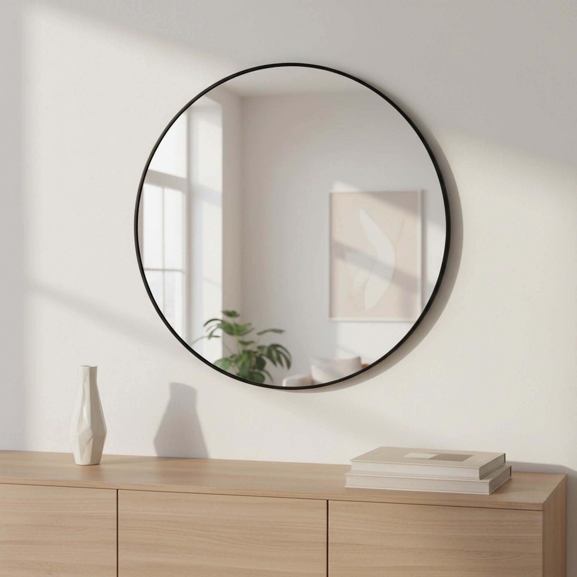 Nova Round Metal Framed Wall Mirror 80cm - Black